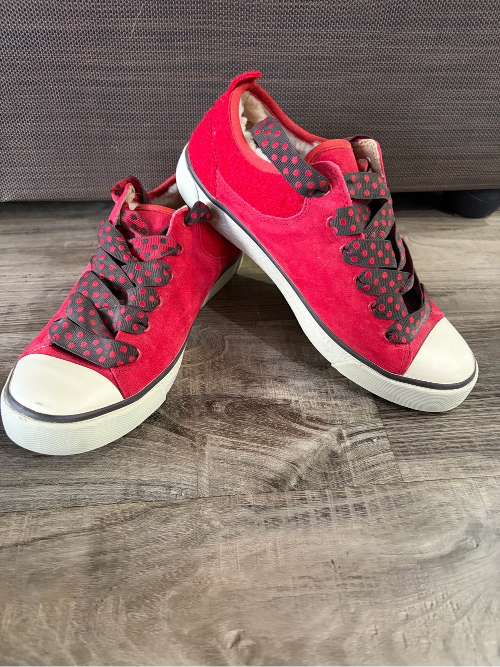 UGG Evera 78 Anniversary Red Suede Lace-Up Sneakers Retired